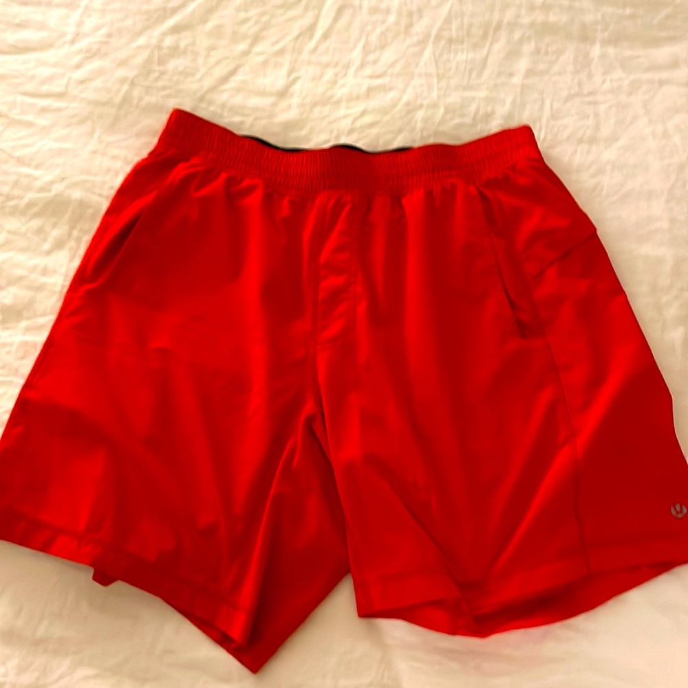 Lululemon red shorts. Small spot